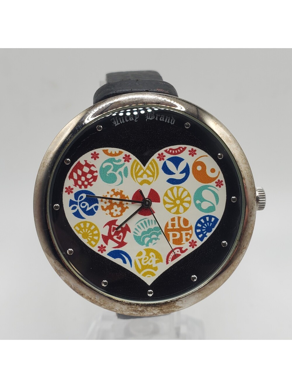 Lucky Brand Heart Dial Quartz Watch Womens 44mm New Battery